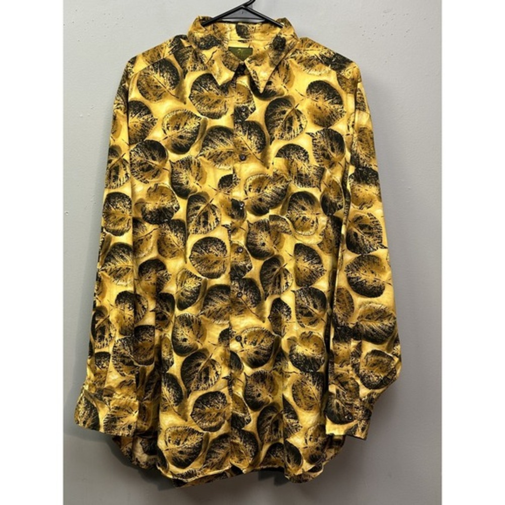 Evergreen Shirt Mens Extra Large‎ Leaf Print Button Up Long Sleeve Casual